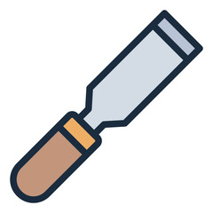 Wood chisel filled line icon for carving and detailed woodworking