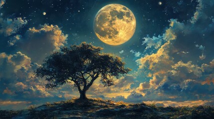 Naklejka premium Ornament moon outdoors painting nature.