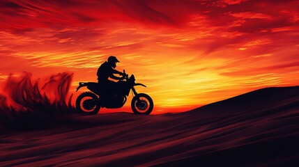Desert Rider Silhouette at Fiery Sunset