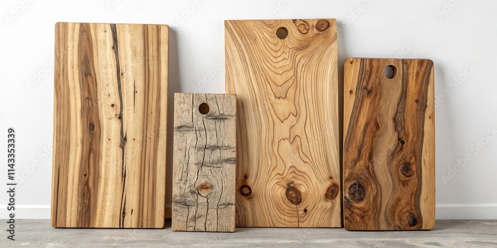 Poster four wooden boards with different textures and patterns