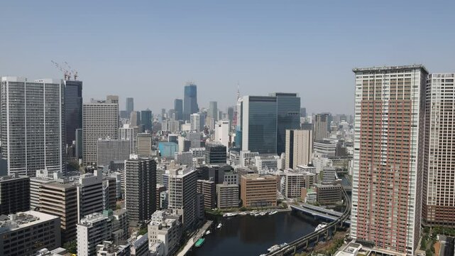高層ビルからみた芝浦運河