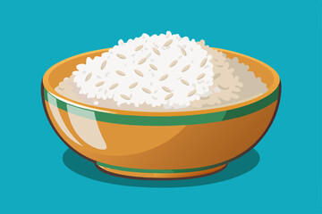  Rice in a traditional bowl vector illustration