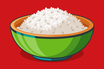  Rice in a traditional bowl vector illustration