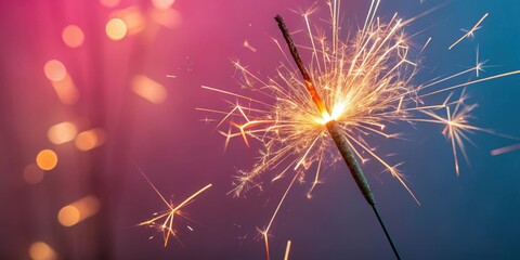 Bengal fire burning brightly on a vibrant colored background, Bengal fire, flames, illumination, colorful, celebration, festival