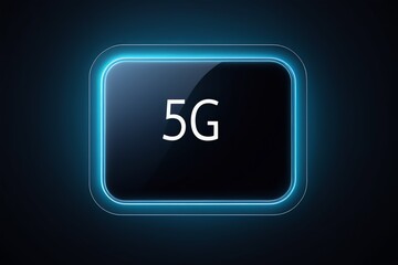 a close up of a blue square with a 5g sign on it