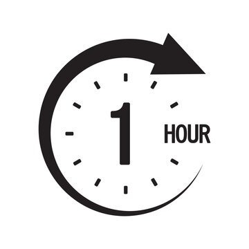 One hour icon. Circular timer vector. Bold number one. Clock countdown graphic.