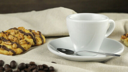 White coffee cup with coffee