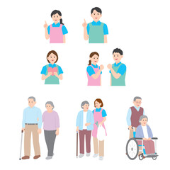 介護の人物素材セット
