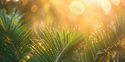 Fototapeta premium Cycas plants leaf soft sunlight