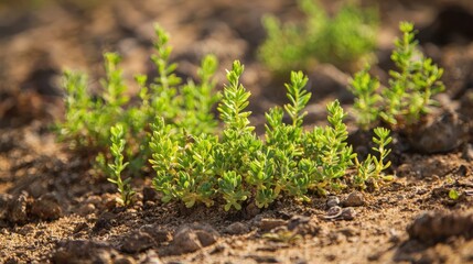 Close-Up of Desert Plants Showing Unique Adaptations in Arid Environment