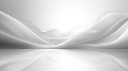 Abstract Minimalist Landscape Futuristic White Background with Smooth Lines and Serene Atmosphere