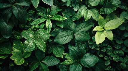 Lush Green Leaves Showcasing Diverse Ecosystem In Natural Setting