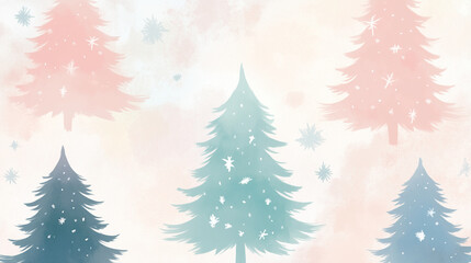 Fototapeta premium Pastel Christmas Trees Wallpaper Background
