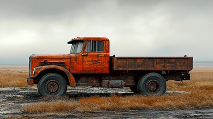 Obraz premium Rusty Vintage Truck in a Desolate Landscape