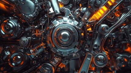 Fototapeta premium Intricate Machinery, A Glimpse into a Complex System