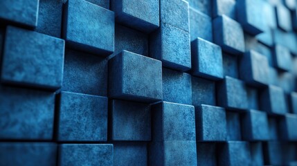 abstract 3d render geometric background with blue cubes motion design seamless looped animatio