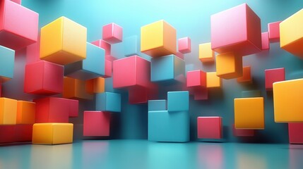 Obraz premium abstract 3d render geometric background with colored cubes motion design seamless looped vide