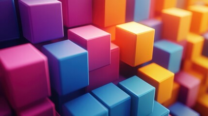 Obraz premium abstract 3d render geometric background with multicolored cubes motion design seamless looped animatio