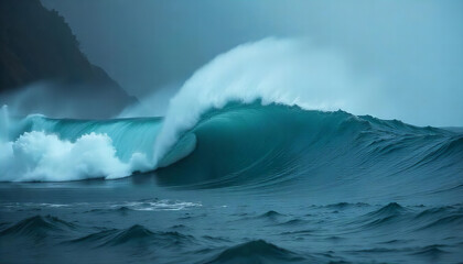 Ocean Waves in Misty Horizon