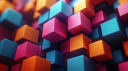 Obraz premium abstract 3d render geometric background with multicolored cubes motion design seamless looped animatio