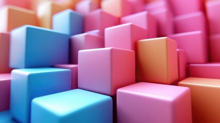 Obraz premium abstract 3d render geometric background with pastel colored cubes motion design seamless looped vide