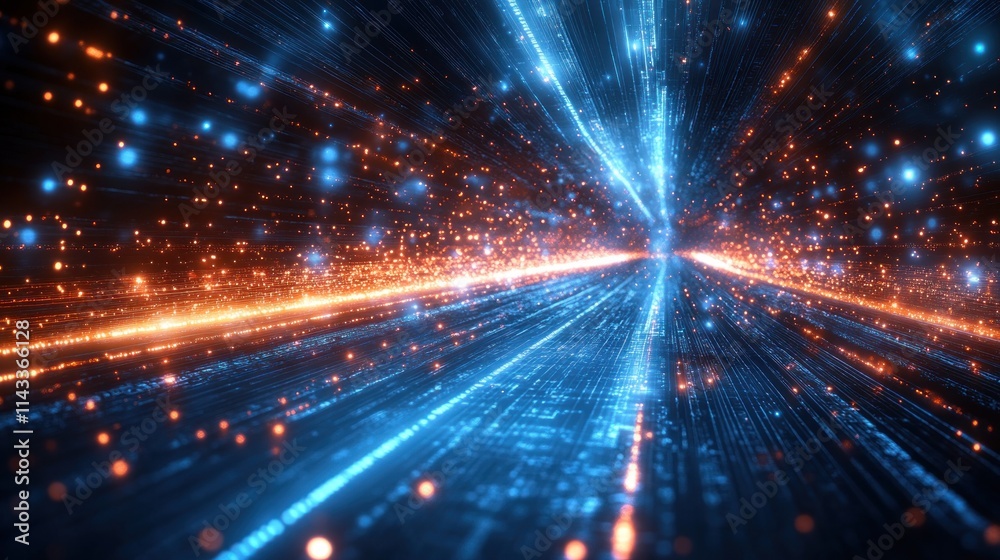 Fototapete global connectivity network map visualization in cyberpunk style