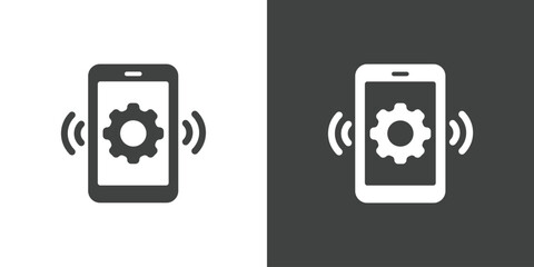 Smartphone update flat glyph icon. Perfect pixel on white and black background