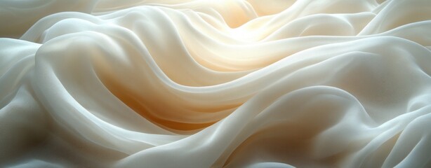 Obraz premium Abstract White Fabric Flowing Waves Soft Curves Minimalist Background Design