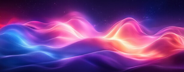 Abstract Neon Waves with Fluid Gradients and Smooth Curves