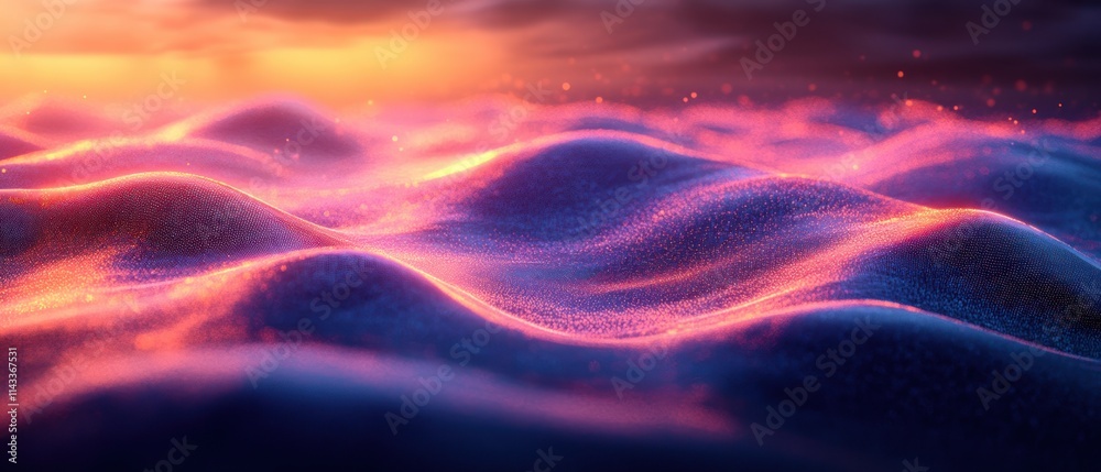 Aufkleber Futuristic Digital Mesh Network Background with Gradient from Lavender to Forest Green for Cybersecurity Applications