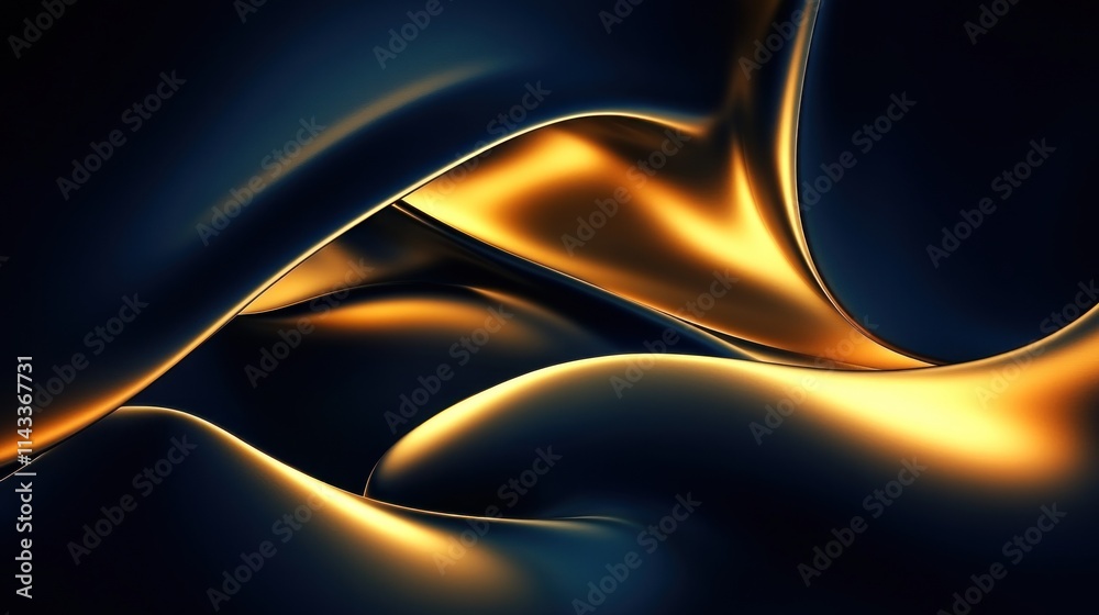 Aufkleber abstract flowing shapes in dark tones with golden highlights create a dynamic visual effect.