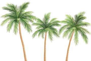 A flat vector illustration of palm trees on a beach in Mexico during summer, capturing the essence of relaxation and tropical beauty. The design is modern and minimalistic with a clean white backgroun