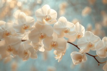 Cascading White Orchids in Natural Light