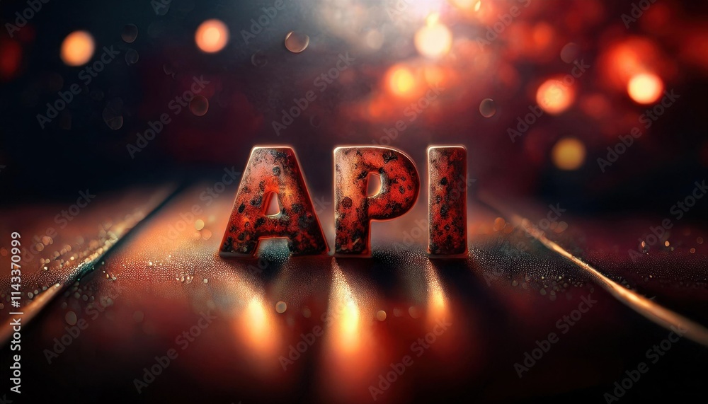 Poster interactive 3d rendering of api with glowing effects