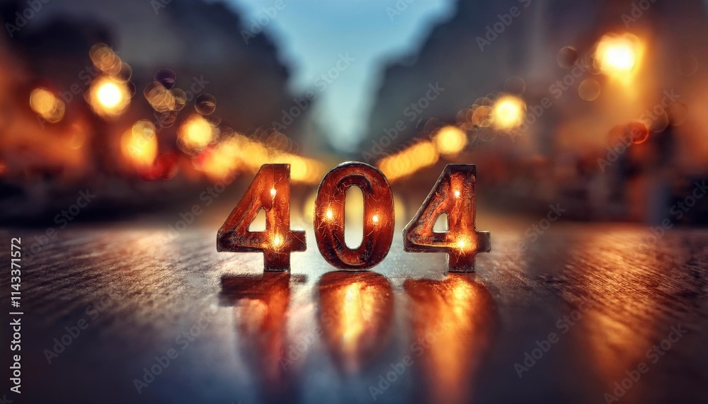 Poster 404 error message displayed in artistic setting