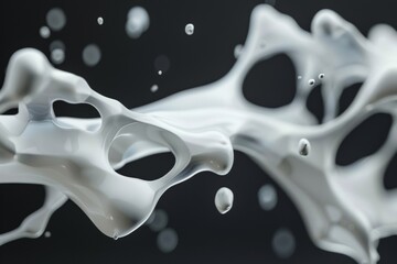 Abstract Milk Splash: Dynamic White Fluid in Motion Against Dark Background