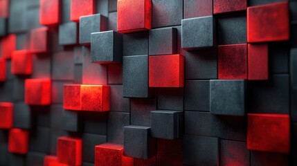 abstract 3d render red geometric background with cubes modern animation motion design seamless looped vide