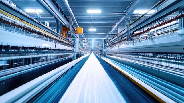 Industrial Weaving Machine with White Threads