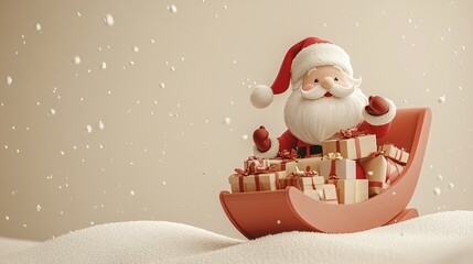 Santa in a sleigh with gifts