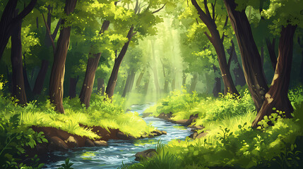 Obraz premium forest stream river