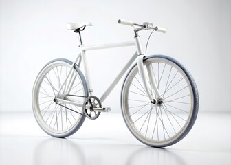 3D Rendered White Bicycle, Isolated, Studio Photography, Clean Background, Product Shot, Cycle Image, White Bike Rendering