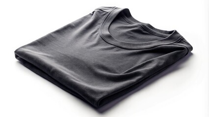 Black T-Shirt Mockup: Folded Side View, Isolated White Background, Long Exposure Photography