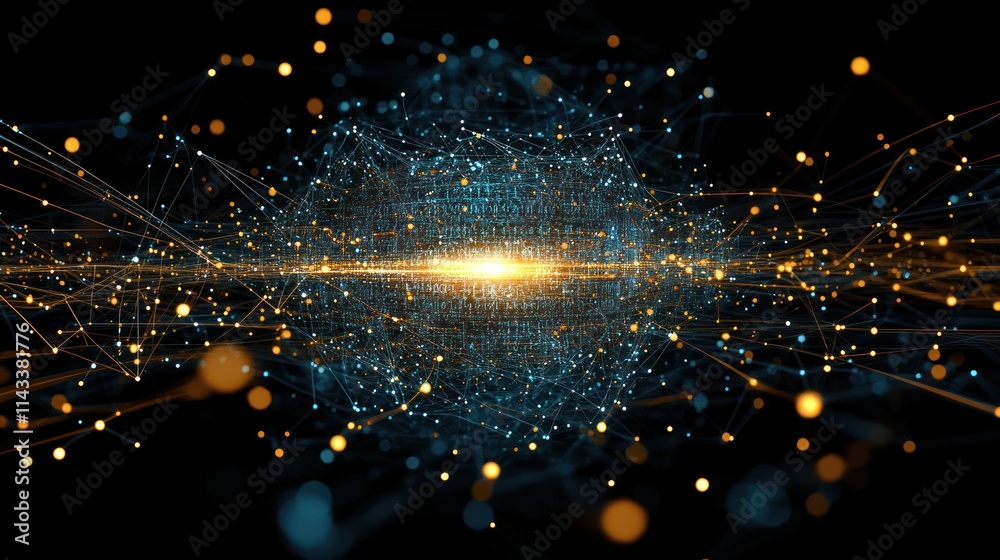 Poster Abstract digital visualization of data and connections, representing technology and innovation.