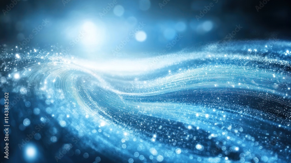 Aufkleber a shimmering blue wave of light and particles, evoking a sense of motion and tranquility.