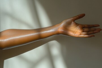 Woman Stretching in White Background Calm Serene Minimalistic Portrait Fitness Warmup Joyful