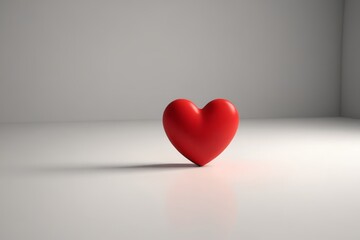 there is a red heart that is sitting on a white surface