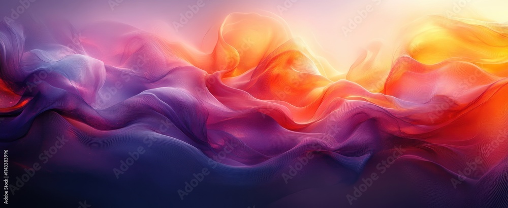 Poster purple and orange abstract fluid shapes background
