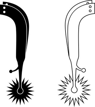 outline silhouette spur rowel icon set