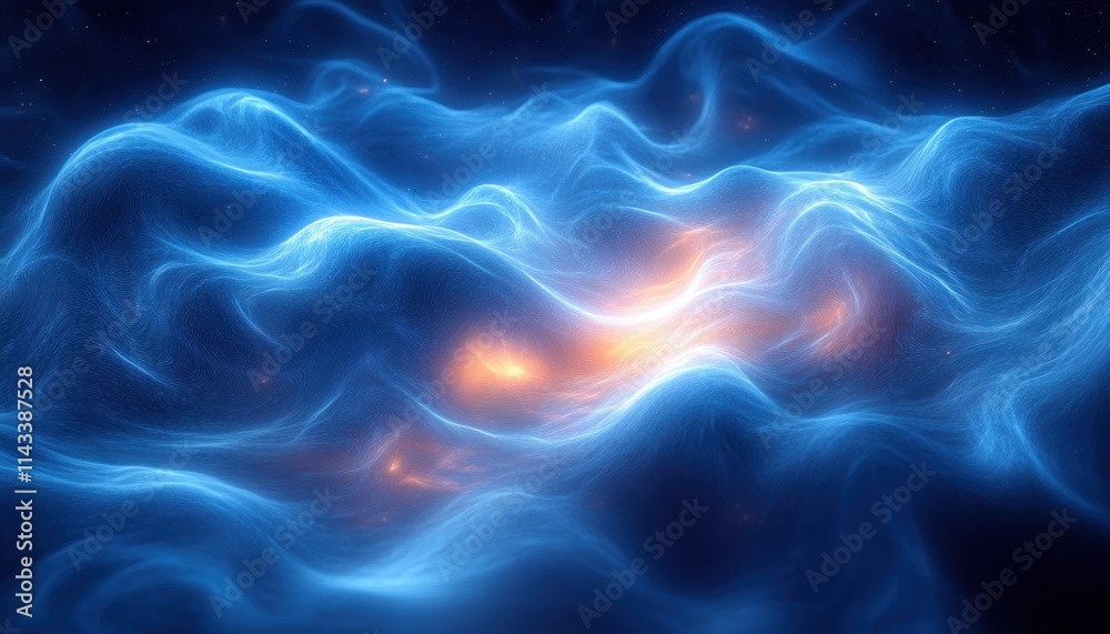 Poster dynamic abstract blue light trails geometric design deep luminescence modern technology background