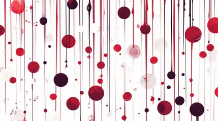 Abstract Red and Black Paint Drips on White Background Texture